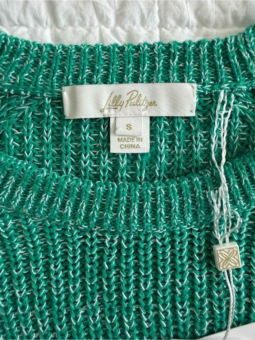 {Lilly Pulitzer} Green Ribbed Knit Crewneck Sweater | S
